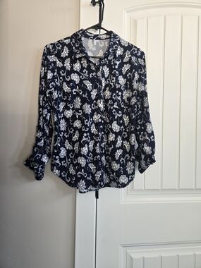 DNA couture Navy Floral Button-Down Shirt